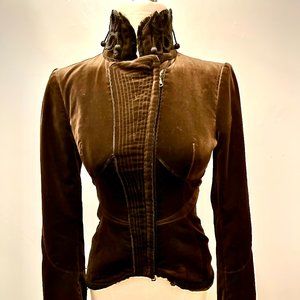 GORGEOUS VINTAGE COSTUME NATIONAL CORSET FITTED JACKET BROWN VELVET